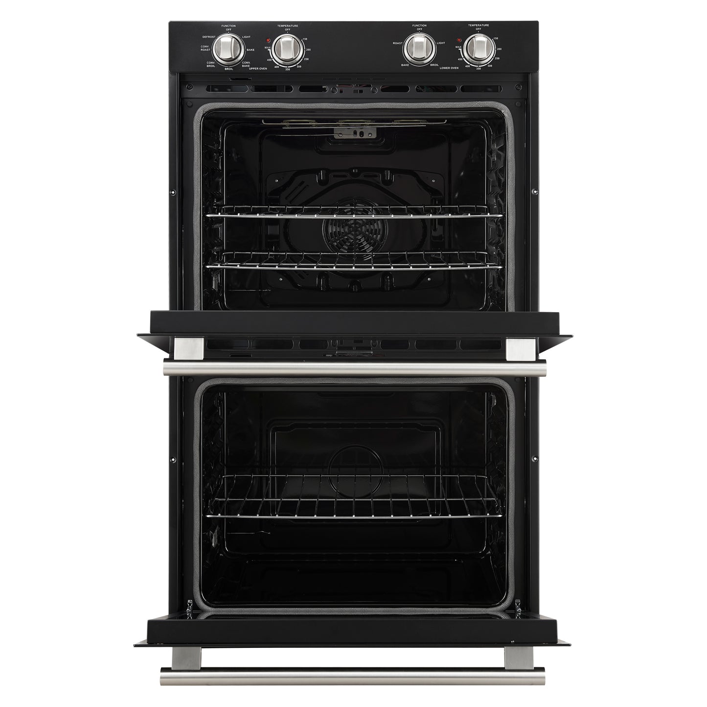Forno Vomero 30-Inch Double Wall Oven, Black, 10 cu.ft Total Capacity, 7100W Convection, Mechanical Controls, Manuel Steam Clean