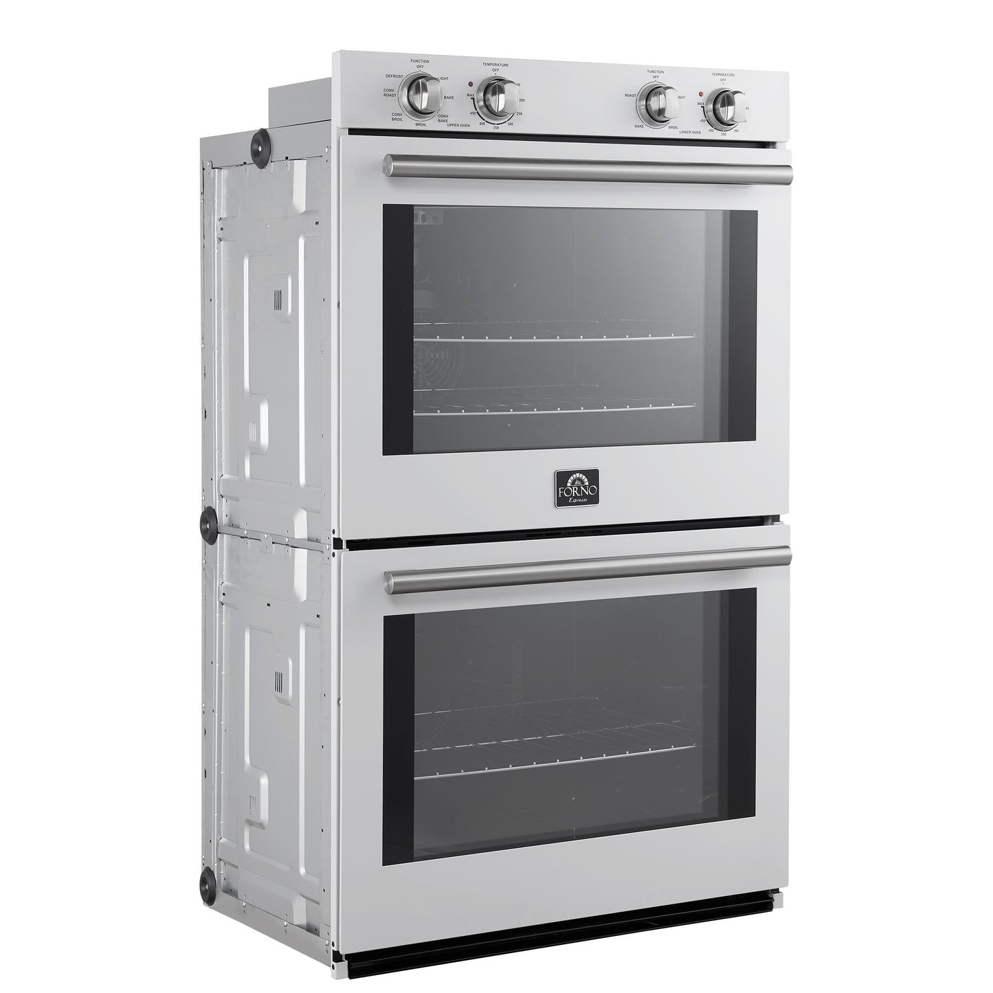 Forno Vomero 30-Inch Double Wall Oven, White, 10 cu.ft Total Capacity, 7100W Convection, Mechanical Controls, Manuel Steam Clean