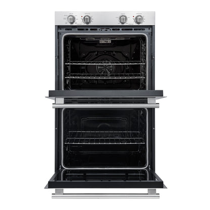 Forno Vomero 30-Inch Double Wall Oven, Stainless Steel, 10 cu.ft Total Capacity, 7100W Convection, Mechanical Controls, Self-Cleaning Function - Forno Appliances