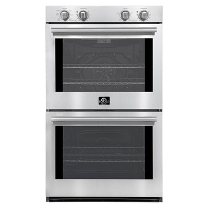 Forno Vomero 30-Inch Double Wall Oven, Stainless Steel, 10 cu.ft Total Capacity, 7100W Convection, Mechanical Controls, Self-Cleaning Function - Forno Appliances
