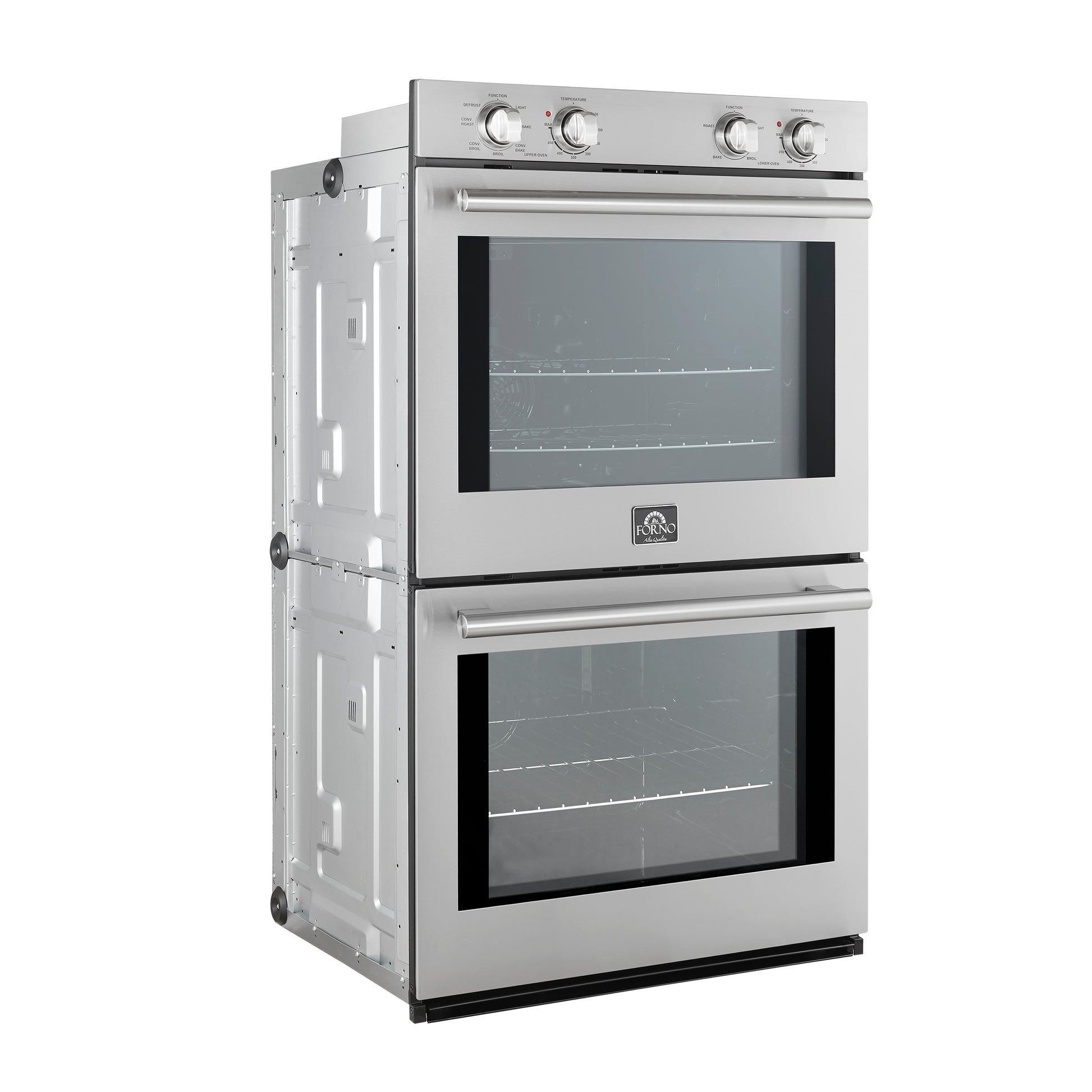 Forno Vomero 30-Inch Double Wall Oven, Stainless Steel, 10 cu.ft Total Capacity, 7100W Convection, Mechanical Controls, Self-Cleaning Function - Forno Appliances