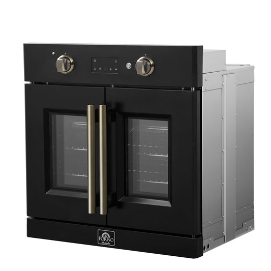 FORNO 2-Piece Kitchen Bundle - 30" Black Single Wall Oven (1333-30), 30" Black Microwave (3093-30)
