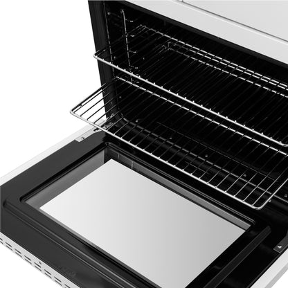 Horno de pared eléctrico doble Forno Asti de 30 pulgadas con puertas francesas superiores en blanco y latón antiguo, 7.36 pies cúbicos, doble convección real, 7200 W, freidora de aire, sous vide, autolimpieza