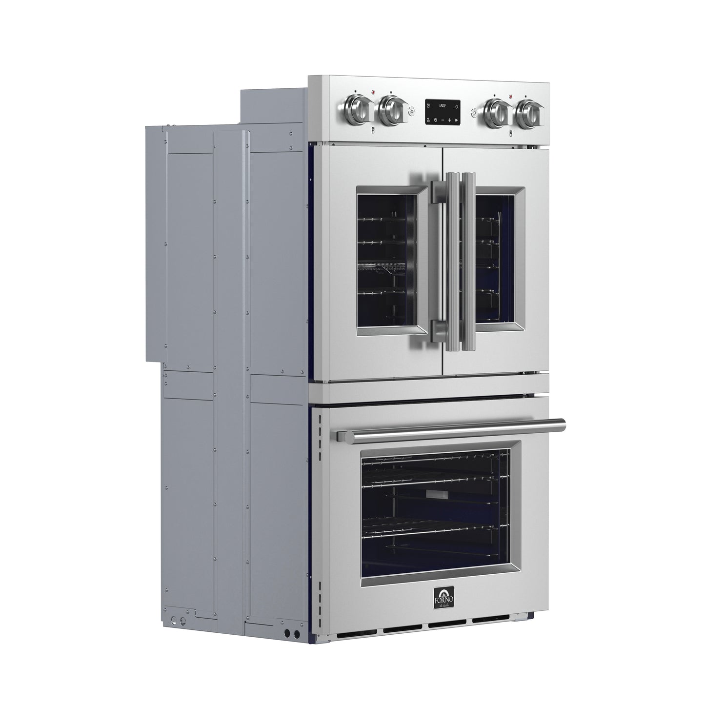 Four électrique double porte française Forno Gallico de 30 pouces, acier inoxydable, cuisson par convection, panneau de commande tactile, fonction autonettoyante