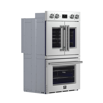 Four électrique double porte française Forno Gallico de 30 pouces, acier inoxydable, cuisson par convection, panneau de commande tactile, fonction autonettoyante