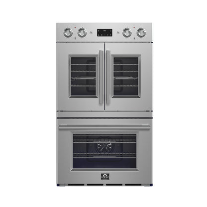 Four électrique double porte française Forno Gallico de 30 pouces, acier inoxydable, cuisson par convection, panneau de commande tactile, fonction autonettoyante