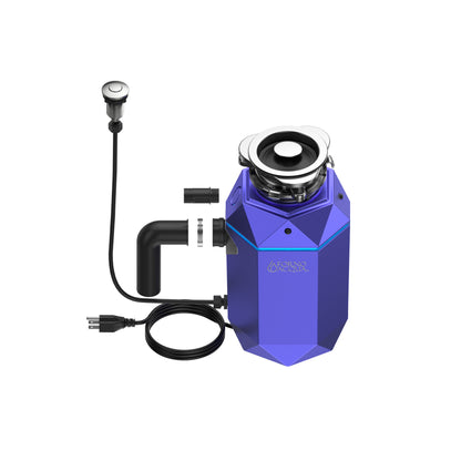Triturador de basura ultra silencioso FORNO ACQUA BrightDIAMOND Amethyst de 3/4 HP con cable, sensor de movimiento, luz de gabinete e interruptor de aire precableado
