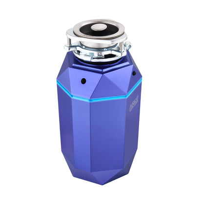 Triturador de basura ultra silencioso FORNO ACQUA BrightDIAMOND Amethyst de 1 HP con cable, sensor de movimiento, luz de gabinete e interruptor de aire precableado
