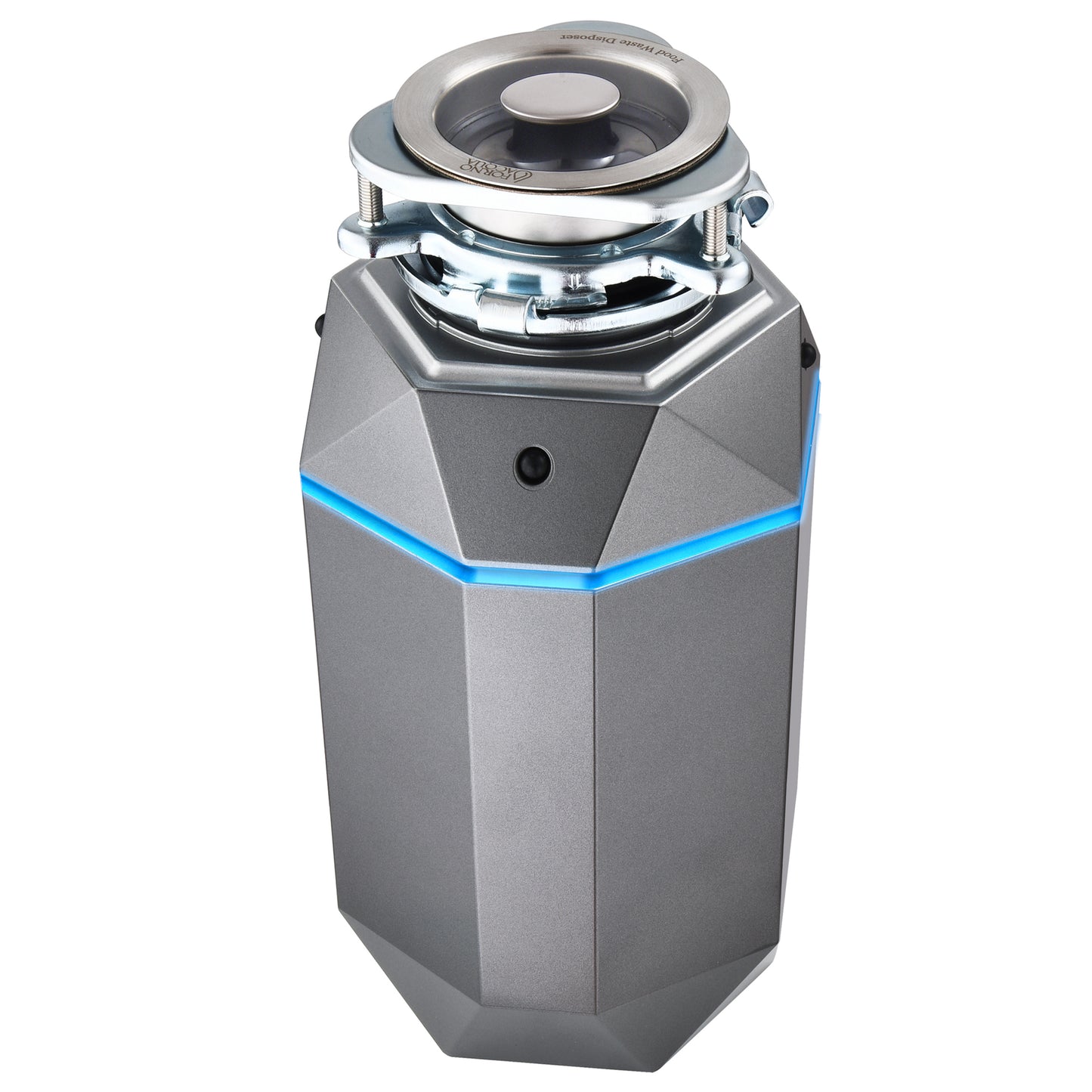 Triturador de basura ultra silencioso FORNO ACQUA BrightDIAMOND Black Onyx de 3/4 HP con cable, sensor de movimiento, luz de gabinete e interruptor de aire precableado