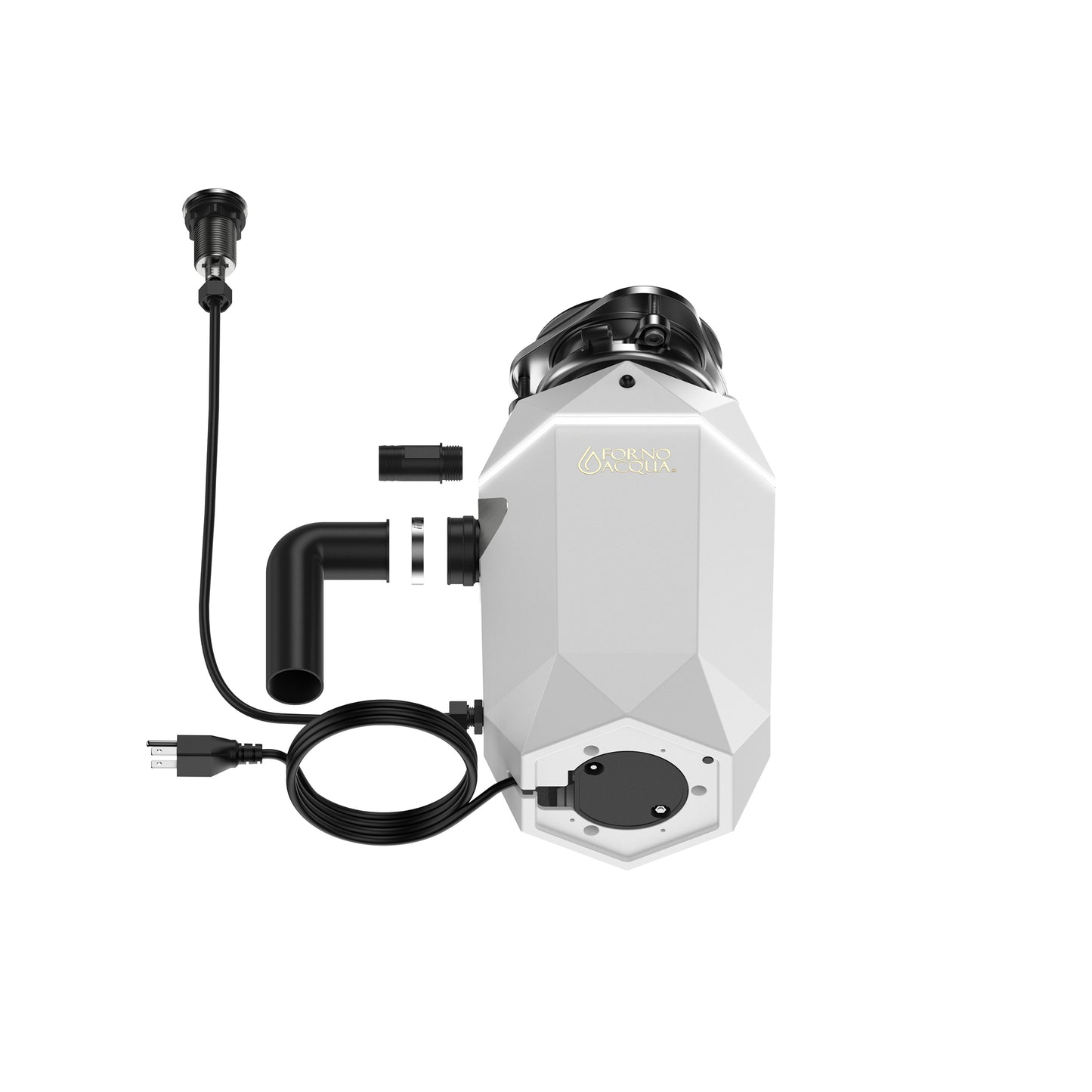 Triturador de basura ultra silencioso FORNO ACQUA BrightDIAMOND Moonstone de 3/4 HP con cable, sensor de movimiento, luz de gabinete e interruptor de aire precableado