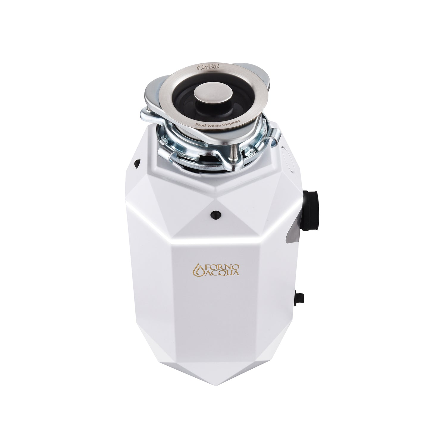 Triturador de basura ultra silencioso FORNO ACQUA BrightDIAMOND Moonstone de 3/4 HP con cable, sensor de movimiento, luz de gabinete e interruptor de aire precableado