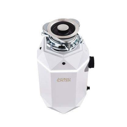 Triturador de basura ultra silencioso FORNO ACQUA BrightDIAMOND Moonstone de 3/4 HP con cable, sensor de movimiento, luz de gabinete e interruptor de aire precableado