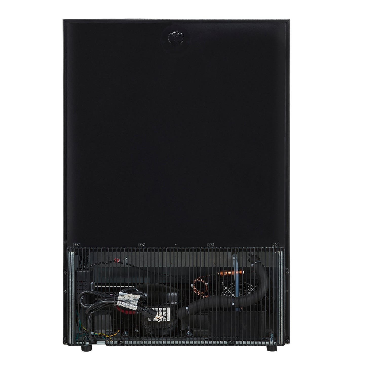 Enfriador de bebidas Forno Frescolino de 24 pulgadas, negro con manijas de latón antiguo, con iluminación LED, puerta de triple vidrio, capacidad para 188 latas, empotrado o independiente