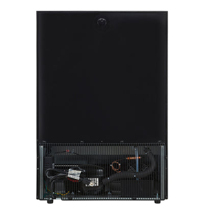 Enfriador de bebidas Forno Frescolino de 24 pulgadas, negro con manijas de latón antiguo, con iluminación LED, puerta de triple vidrio, capacidad para 188 latas, empotrado o independiente