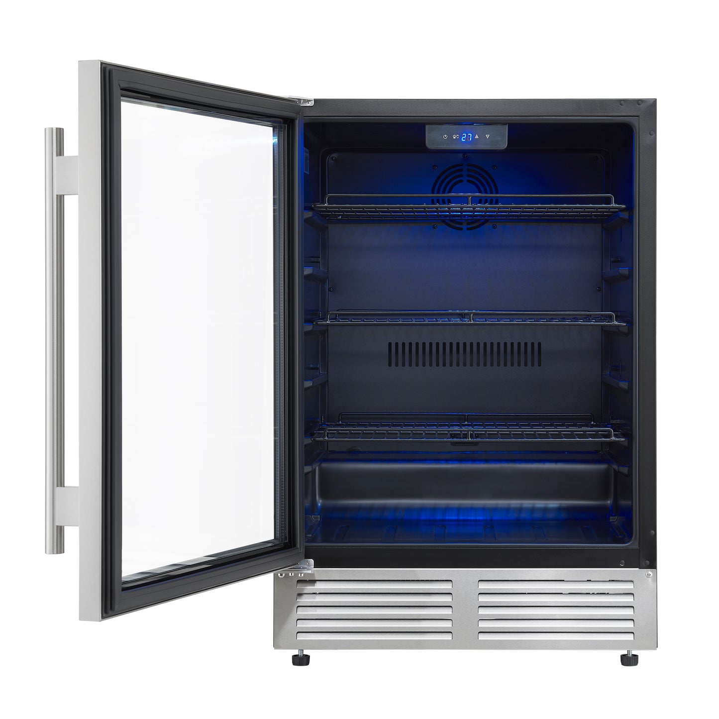 Enfriador de bebidas Forno Frescolino de 24 pulgadas, acero inoxidable, con iluminación LED, puerta de triple vidrio, capacidad para 188 latas, empotrado o independiente