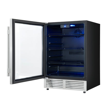 Enfriador de bebidas Forno Frescolino de 24 pulgadas, acero inoxidable, con iluminación LED, puerta de triple vidrio, capacidad para 188 latas, empotrado o independiente