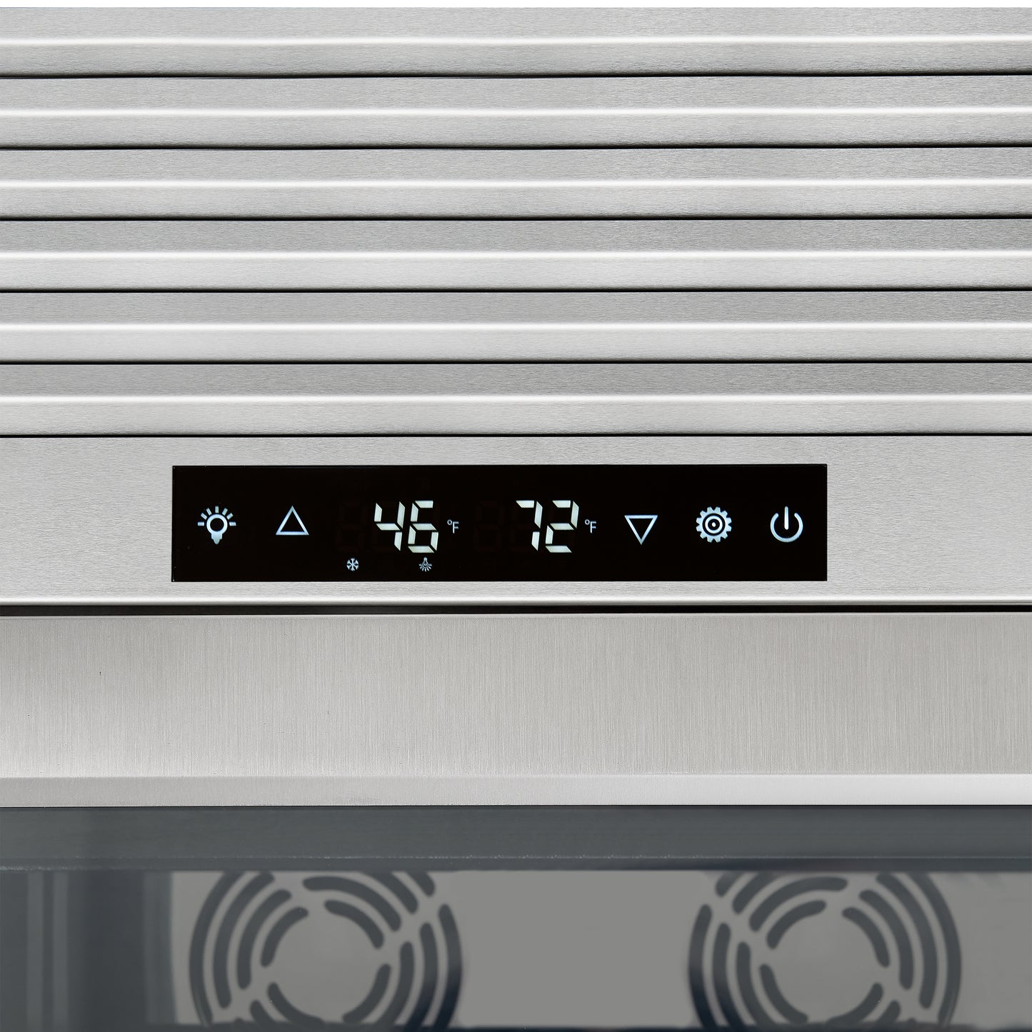 Cava de vinos FORNO Abruzzo de 48 pulgadas con dos zonas, 102 botellas, 24 pies cúbicos, soportes de acrílico verde y estantes negros