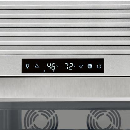 Cava de vinos FORNO Abruzzo de 48 pulgadas con dos zonas, 102 botellas, 24 pies cúbicos, soportes de acrílico verde y estantes negros