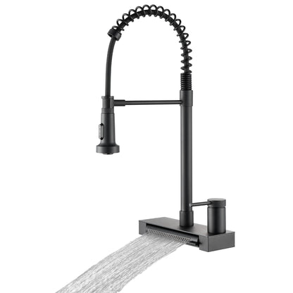 FORNO ACQUA 4 function pull-Down Waterfall Kitchen Faucet Black - Forno Appliances
