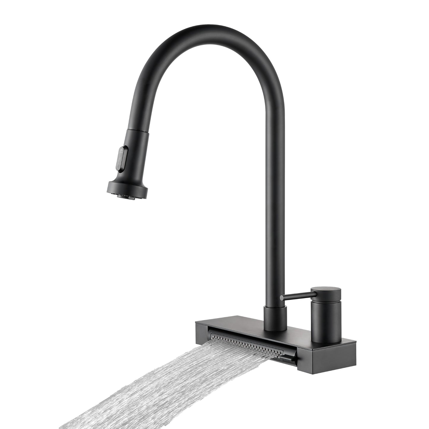 FORNO ACQUA 4 Function Waterfall  Pull-Down Kitchen Faucet Black - Forno Appliances