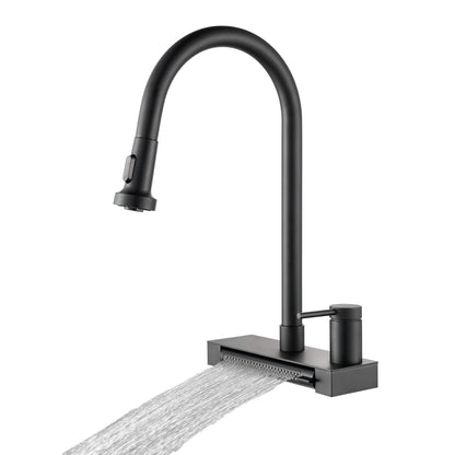 FORNO ACQUA 4 Function Waterfall  Pull-Down Kitchen Faucet Black - Forno Appliances