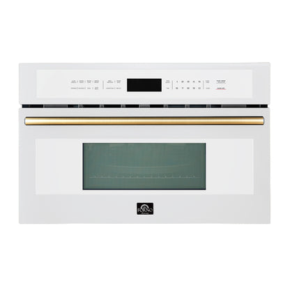 Horno compacto Oliena Espresso White de 30 pulgadas y 1750 vatios y microondas de 1000 vatios, 1,6 pies cúbicos.