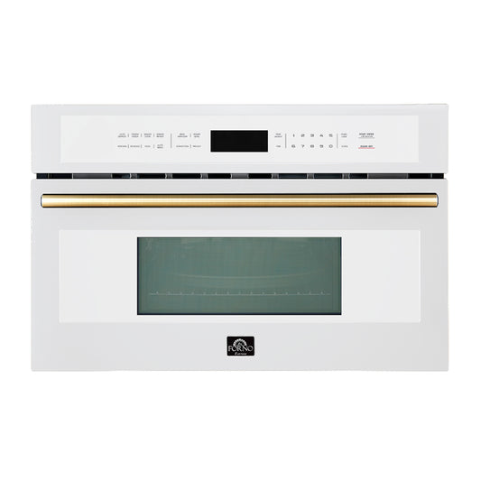 Horno compacto Oliena Espresso White de 30 pulgadas y 1750 vatios y microondas de 1000 vatios, 1,6 pies cúbicos.