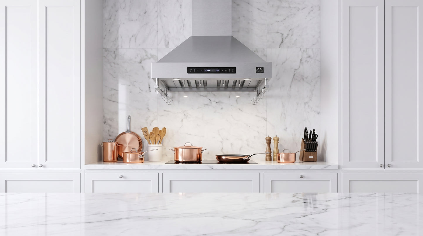 Forno Venezia 30 Inch Wall-Mounted Range Hood with Touch Controls and Baffle Filters - Forno Appliances