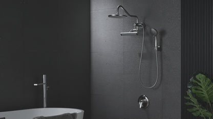 Forno Acqua AcquaFALL Mini Shower Head, Brushed Nickel Finish, Overhead Rainfall Shower, 7 Way Diverter, Handheld Shower Head, Body Jets, 1.8 GPM Flow Rate