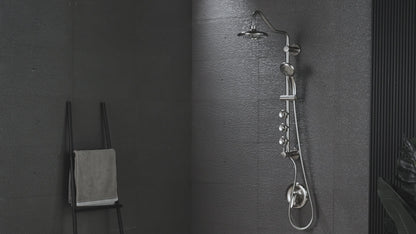 Forno Acqua AcquaSPA Retrofit Shower, Overhead Rainfall, 8 Inch Shower Head, Handheld Shower Head, Body Jets, 6 Way Diverter, Polished Stainless Steel Finish, 1.8 GPM Flow Rate