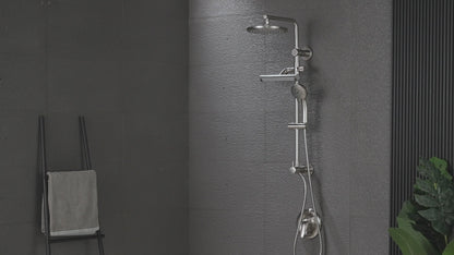 Forno Acqua AcquaFALL Shower, Polished Stainless Steel Finish, Overhead Rainfall Shower, Handheld Shower Head, Body Jets, 1.8 GPM Flow Rate