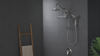 Forno Acqua AcquaFALL Mini 8 Inch Shower Head, Matte Black Finish, Overhead Rainfall Shower, Handheld Shower Head, Body Jets, 1.8 GPM Flow Rate