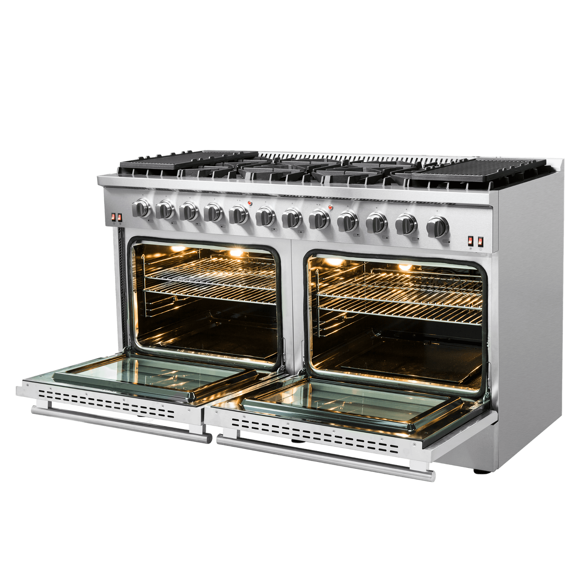 FORNO Galiano 60-inch Gas Range Stainless Steel, 10 Burners, 8.64 cu. ft. Double Convection Ovens - Image 5