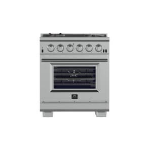 FORNO Capriasca 30-inch Gas Range Stainless Steel, 5 Brass Burners 100,000 BTU, 4.32 cu.ft. Oven