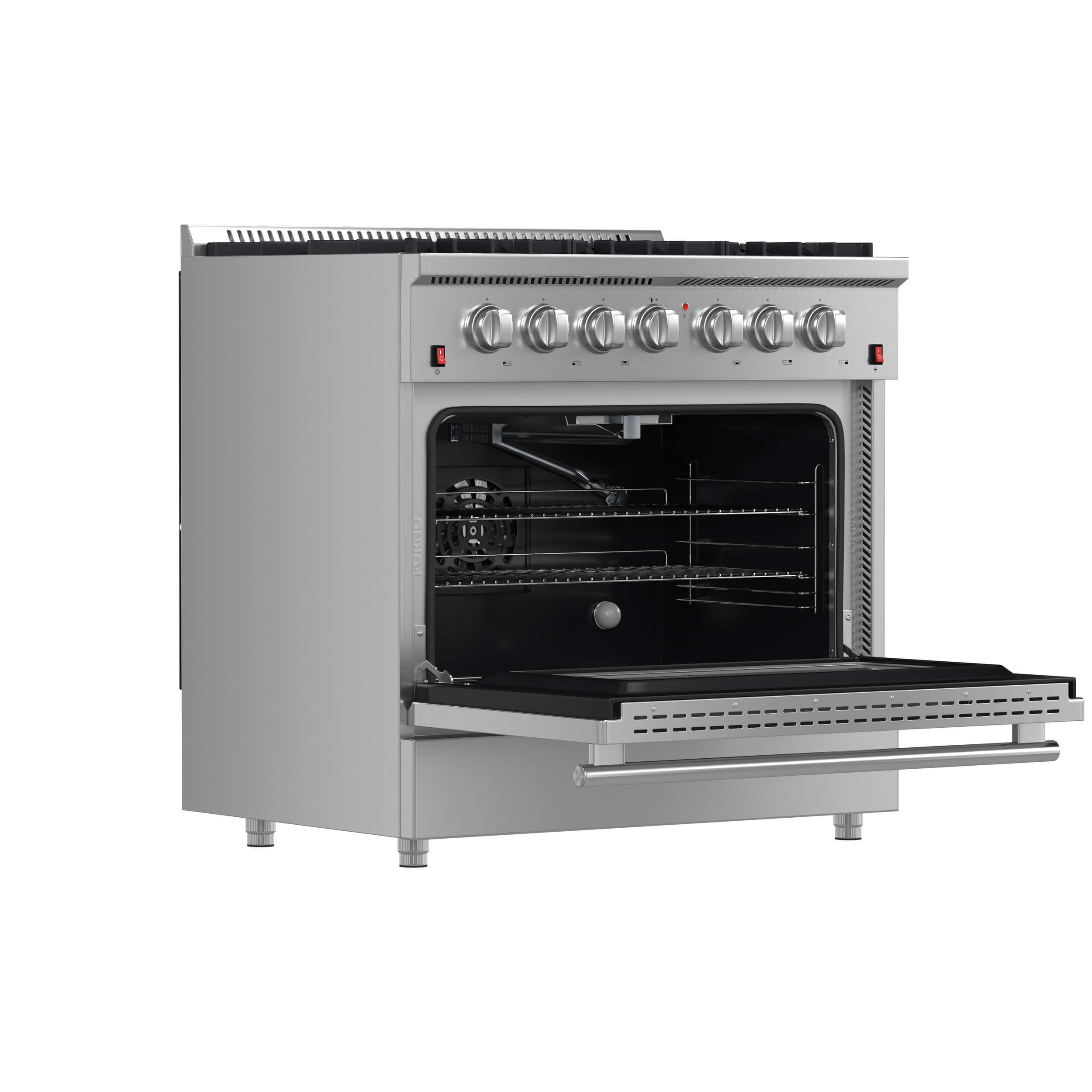 FORNO Galiano 36-inch Gas Range Stainless Steel, 6 Burners, 83,000 BTU, 5.36 cu.ft. Convection Oven - Image 4