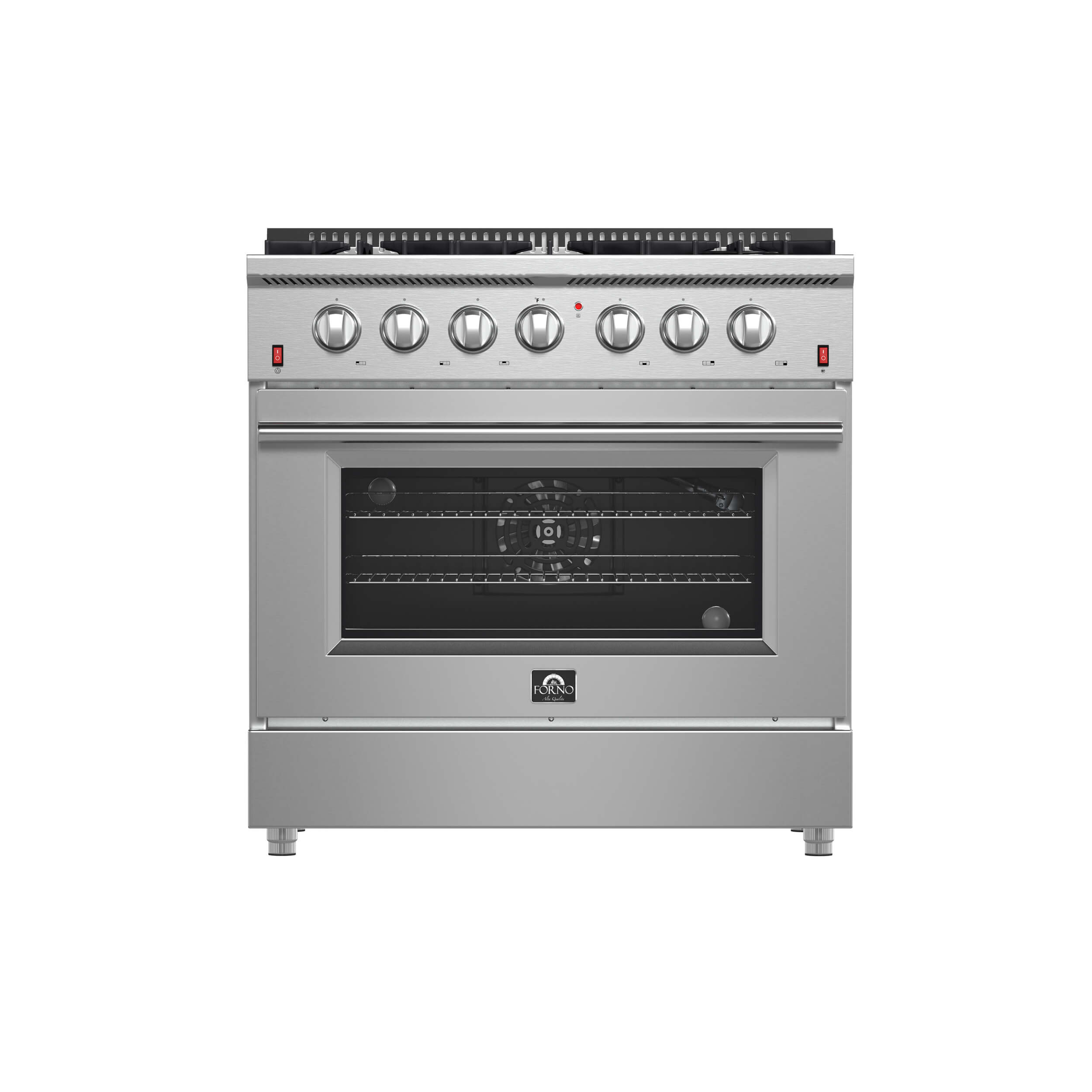 FORNO Galiano 36-inch Gas Range Stainless Steel, 6 Burners, 83,000 BTU, 5.36 cu.ft. Convection Oven