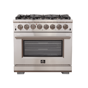 FORNO Capriasca 36-inch Dual Fuel Range Stainless Steel, 6 Burners, 5.36 cu.ft. True Convection Oven