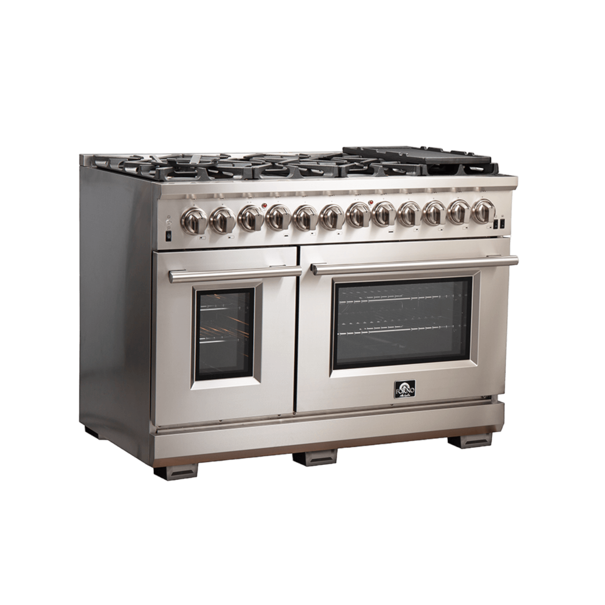 FORNO Capriasca 48-inch Dual Fuel Range All Stainless Steel, 8 Brass Burners, 6.58 cu.ft. Double Ovens - Image 3