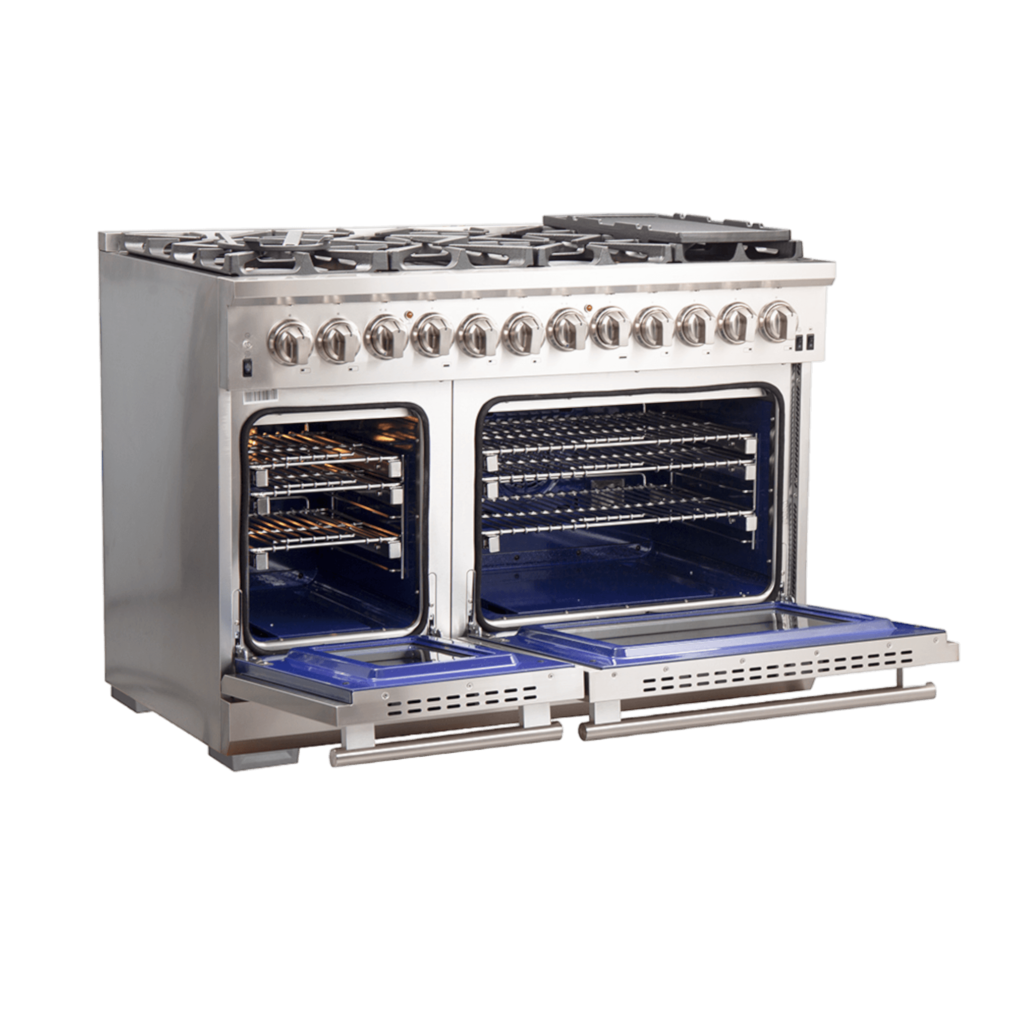 FORNO Capriasca 48-inch Dual Fuel Range All Stainless Steel, 8 Brass Burners, 6.58 cu.ft. Double Ovens - Image 4