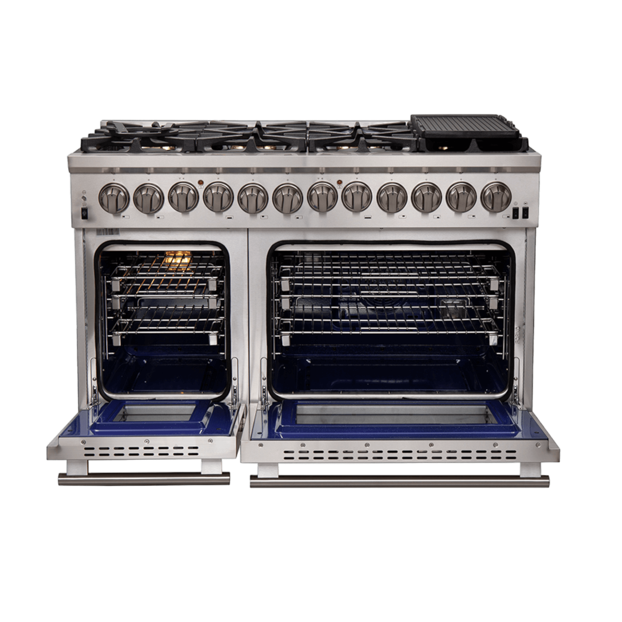 FORNO Capriasca 48-inch Dual Fuel Range All Stainless Steel, 8 Brass Burners, 6.58 cu.ft. Double Ovens - Image 2