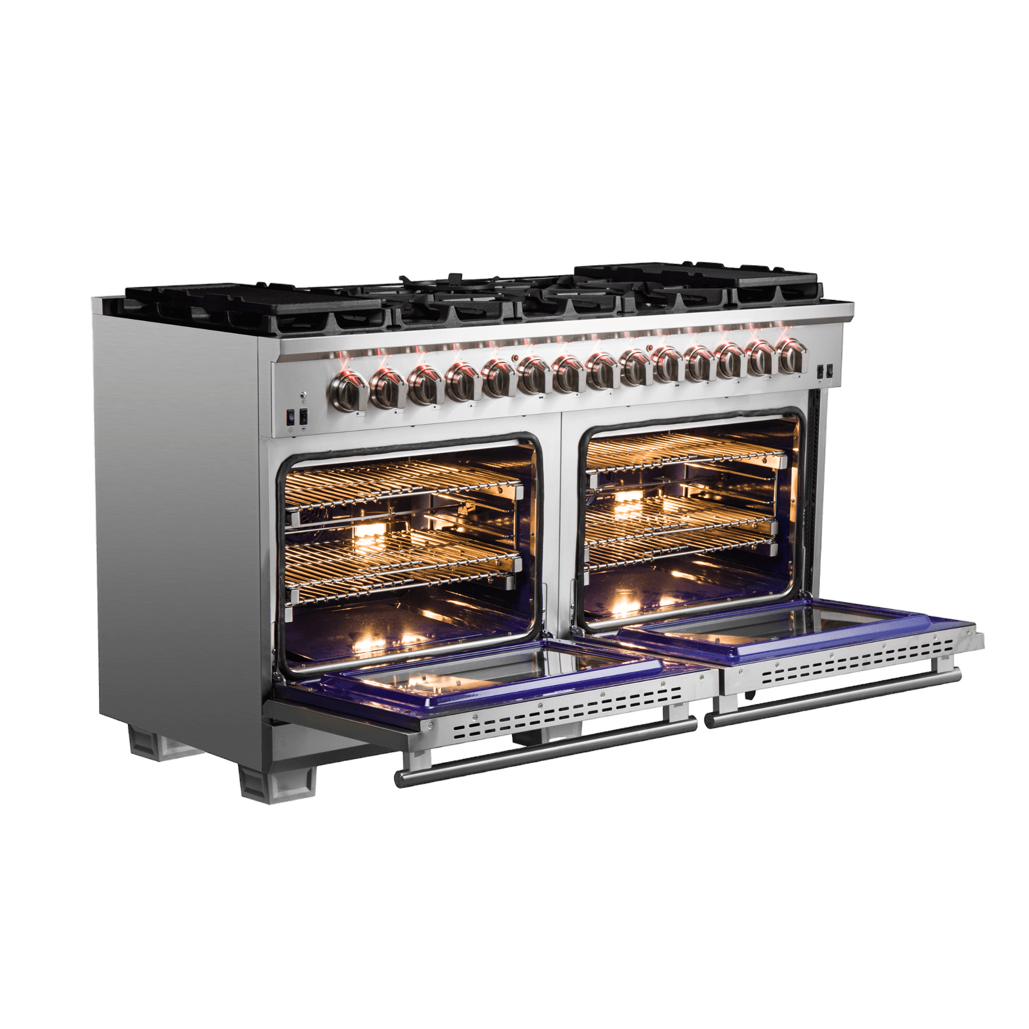 FORNO Capriasca 60" Dual Fuel Range Stainless Steel, 10 Burners, 8.54 cu.ft. True Convection Double Ovens - Image 4