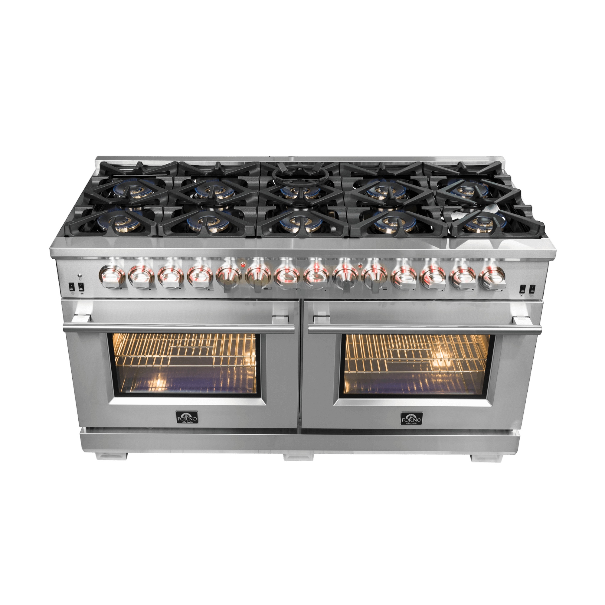 FORNO Capriasca 60" Dual Fuel Range Stainless Steel, 10 Burners, 8.54 cu.ft. True Convection Double Ovens - Image 5