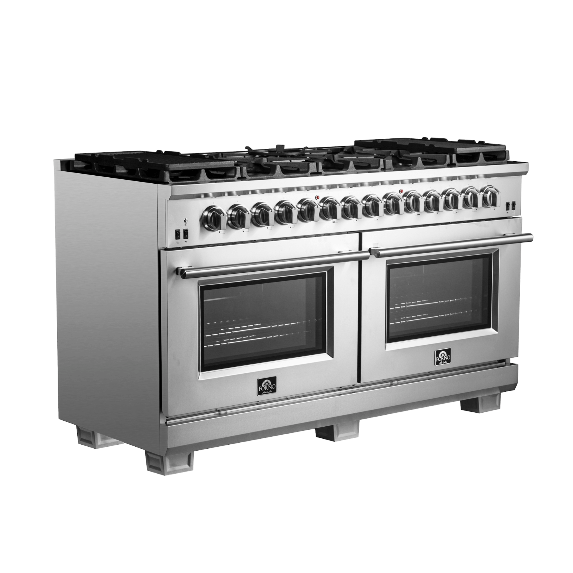 FORNO Capriasca 60" Dual Fuel Range Stainless Steel, 10 Burners, 8.54 cu.ft. True Convection Double Ovens - Image 3