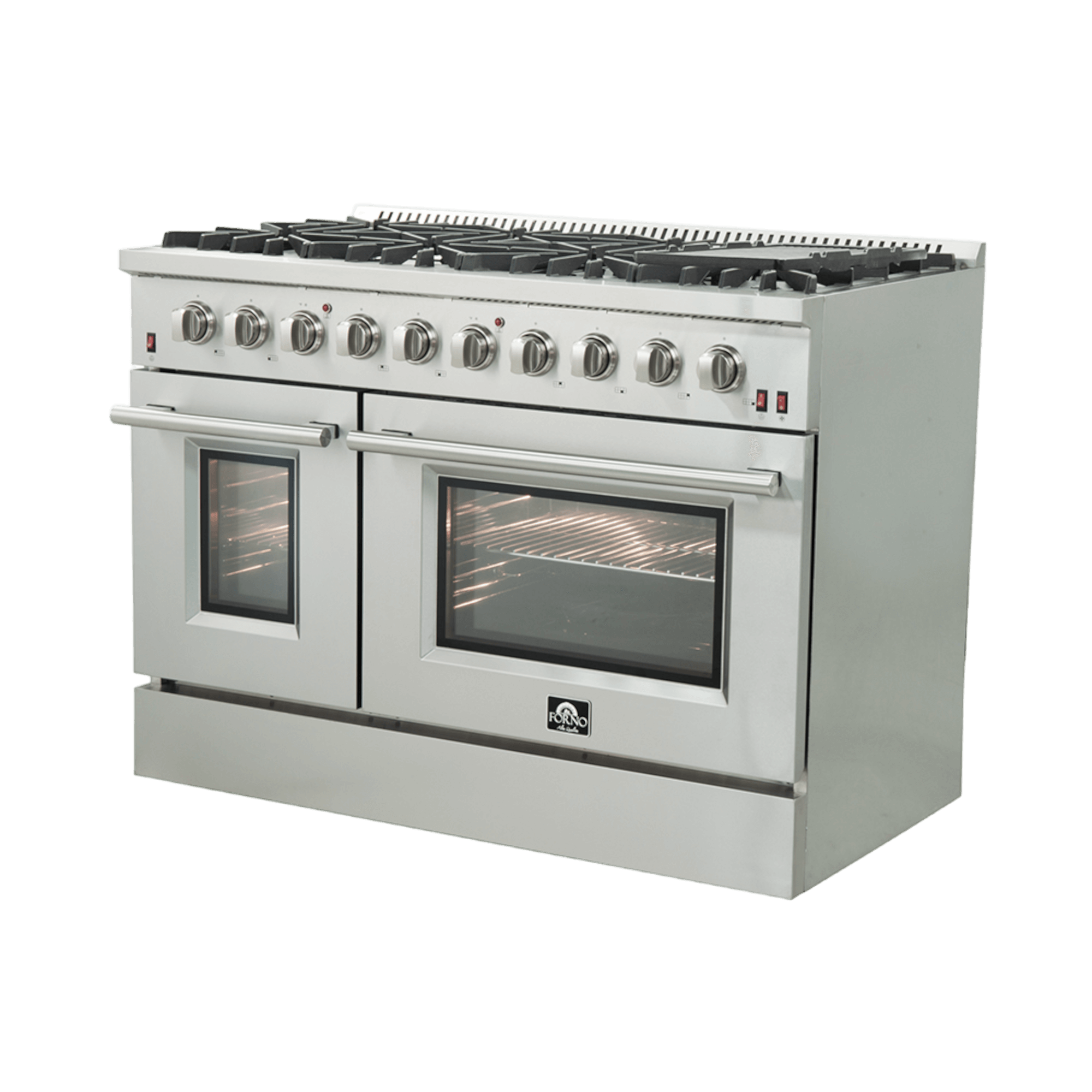 FORNO Galiano 48-inch Gas Range Stainless Steel, 8 Burners, 107,000 BTU, Griddle, 6.58 cu.ft. Double Ovens - Image 3