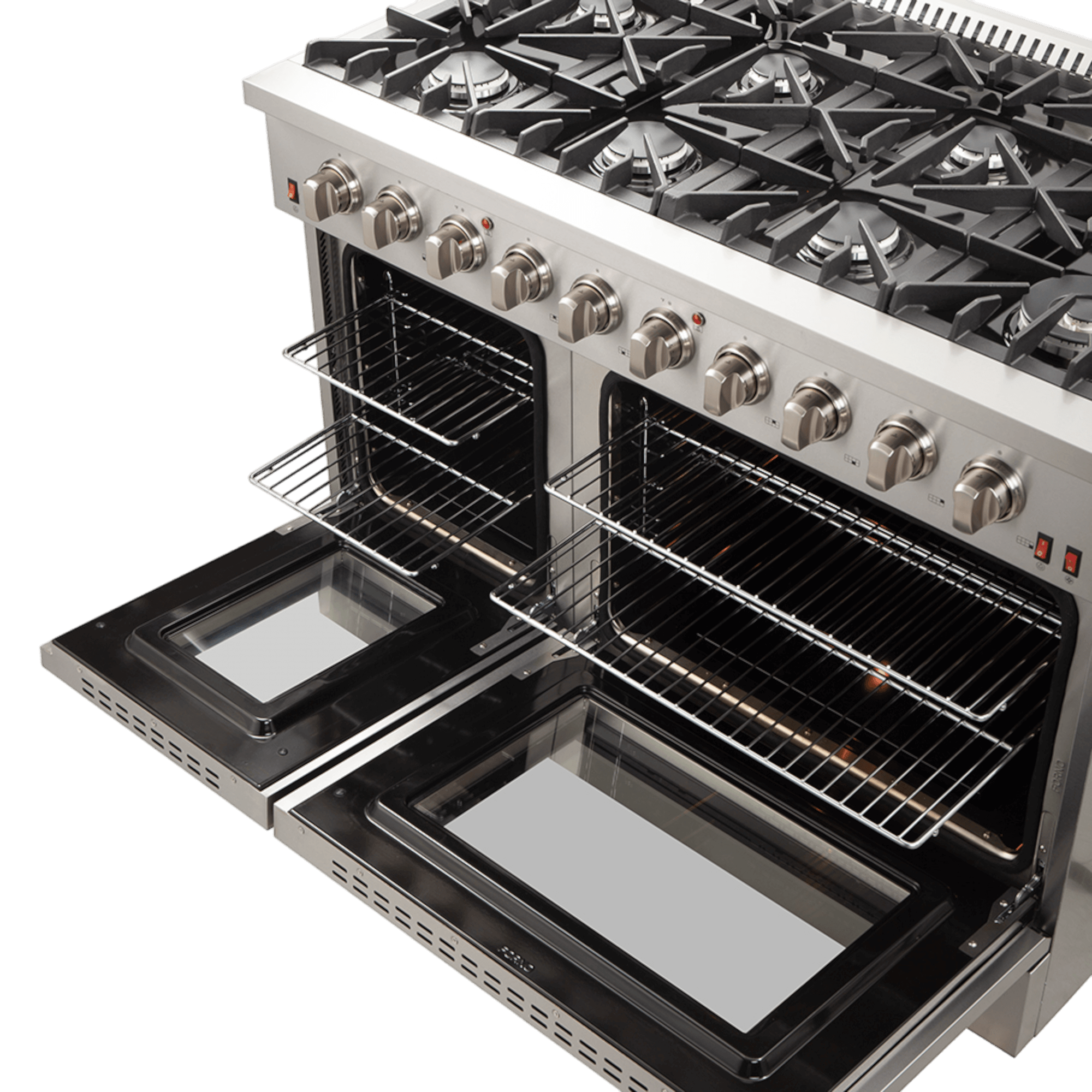 FORNO Galiano 48-inch Gas Range Stainless Steel, 8 Burners, 107,000 BTU, Griddle, 6.58 cu.ft. Double Ovens - Image 5