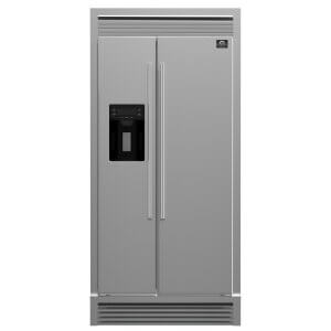 FORNO Salerno 36" Side by Side  20 Cu.Ft Stainless Steel Refrigerator with Ice Maker & Decorative Grill