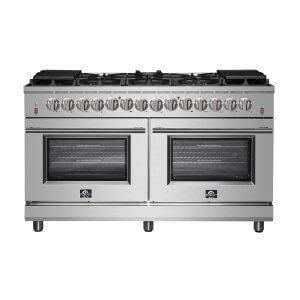 Forno Massimo 60-inch Dual Fuel Range Stainless Steel, 8.64 cu.ft. True Convection Double Ovens