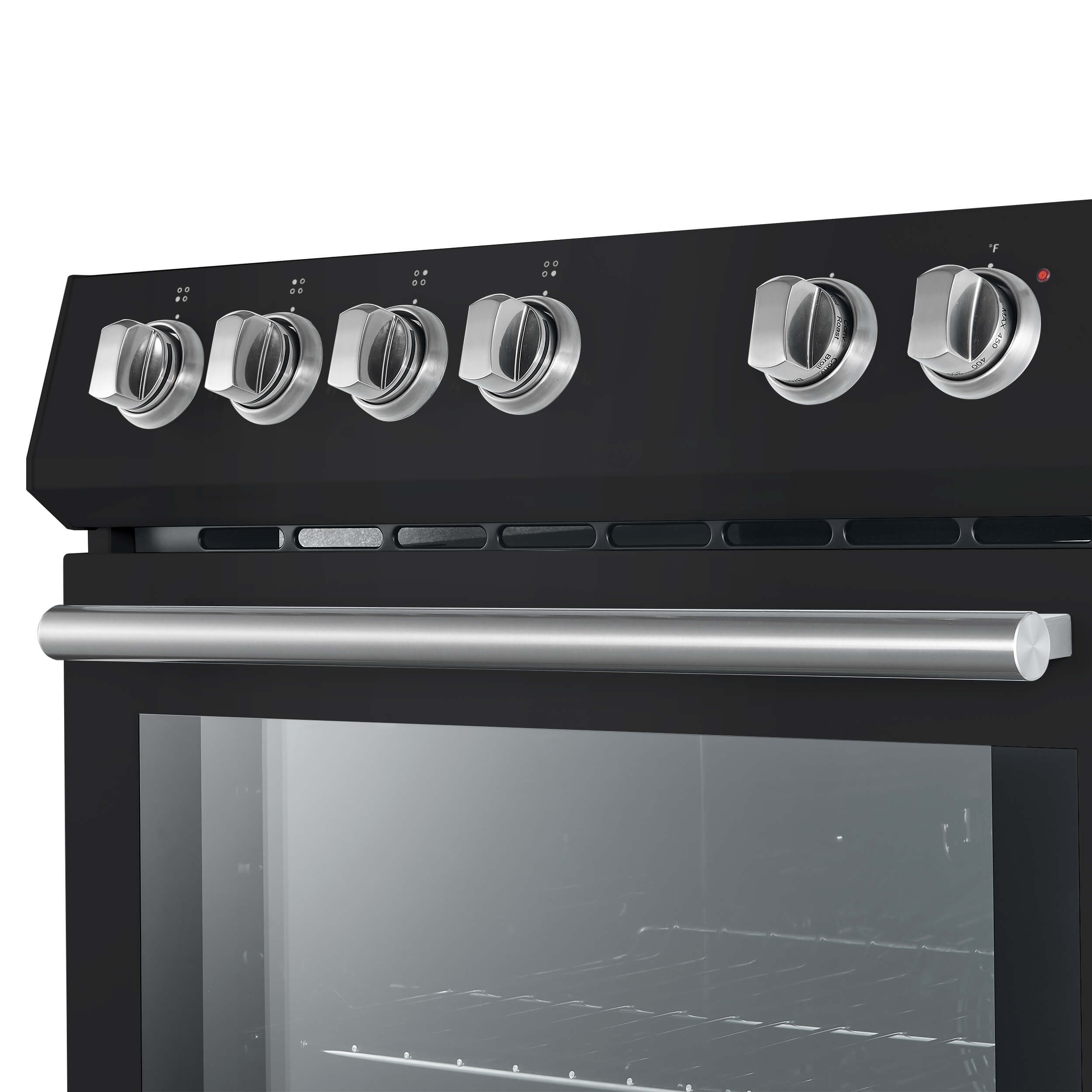 FORNO Leonardo Espresso 30-inch Slide-In Electric Range in Black, 4 Elements, 7,100 Watts, 5.0 cu.ft. Oven with Convection Fan, Antique Brass Knobs and Handle - Image 10