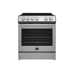 FORNO Leonardo Espresso 30-inch Slide-In Electric Range in Stainless-Steel, 4 Elements, 7,100 Watts, 5.0 cu.ft. Oven with Convection Fan