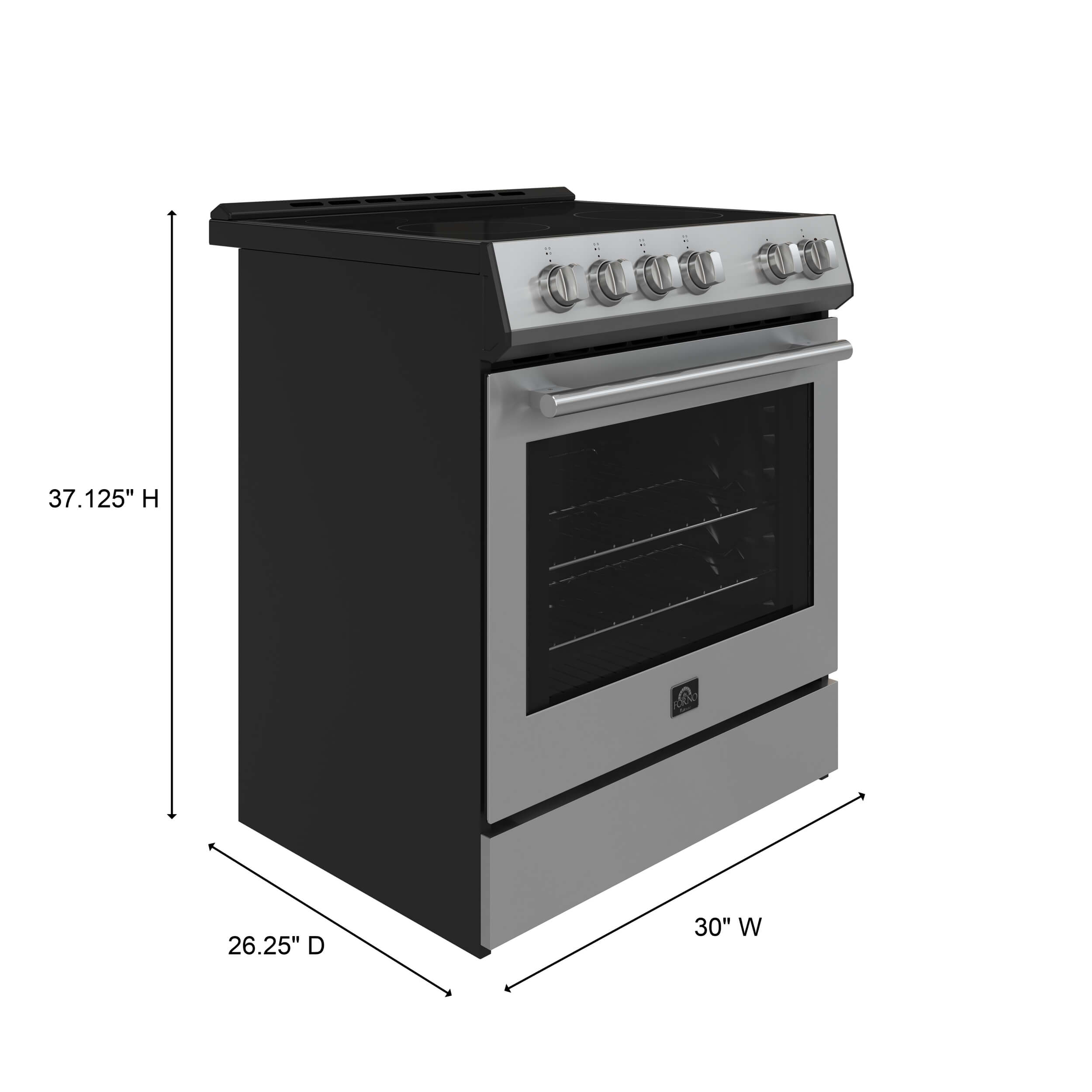 FORNO Leonardo Espresso 30-inch Slide-In Electric Range in Stainless-Steel, 4 Elements, 7,100 Watts, 5.0 cu.ft. Oven with Convection Fan - Image 5